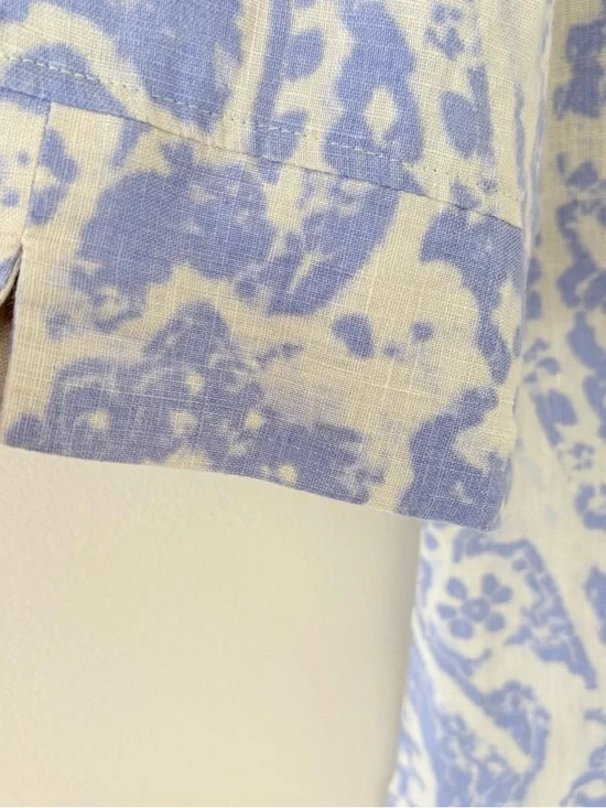 Coldwater Creek Linen Tunic Dress Blue White Paisley Print Pintuck Size M - Picture 7 of 13